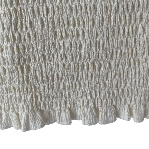 Anthropologie Smocked Puff Sleeve Ivory Cream Top size small Femine - Picture 8 of 11